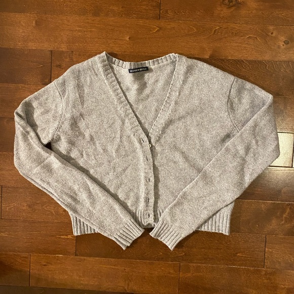 Brandy Melville Billie Wool Cashmere Blend Cardigan Light Grey - Picture 2 of 2